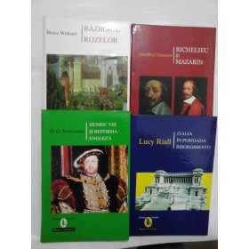 REPERE IN ISTORIE; RAZBOIUL ROZELOR - BRUCE WEBSTER; HENRIC VIII SREI REFORMA ENGLEZA - D. G. NEWCOMBE; - RICHELIEU SI MAZARIN - GEOFFREY TREASURE; ITALIA IN PERIOADA RISORGIMENTO - LUCY RIALL.